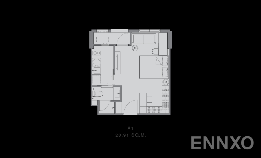 รูปแปลนห้อง STUDIO โครงการ แชปเตอร์ ทองหล่อ 25