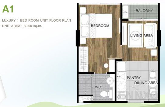 รูปแปลนห้อง 1 Bedroom ของโครงการ ชาโตว์ อิน ทาวน์ พหลโยธิน 32