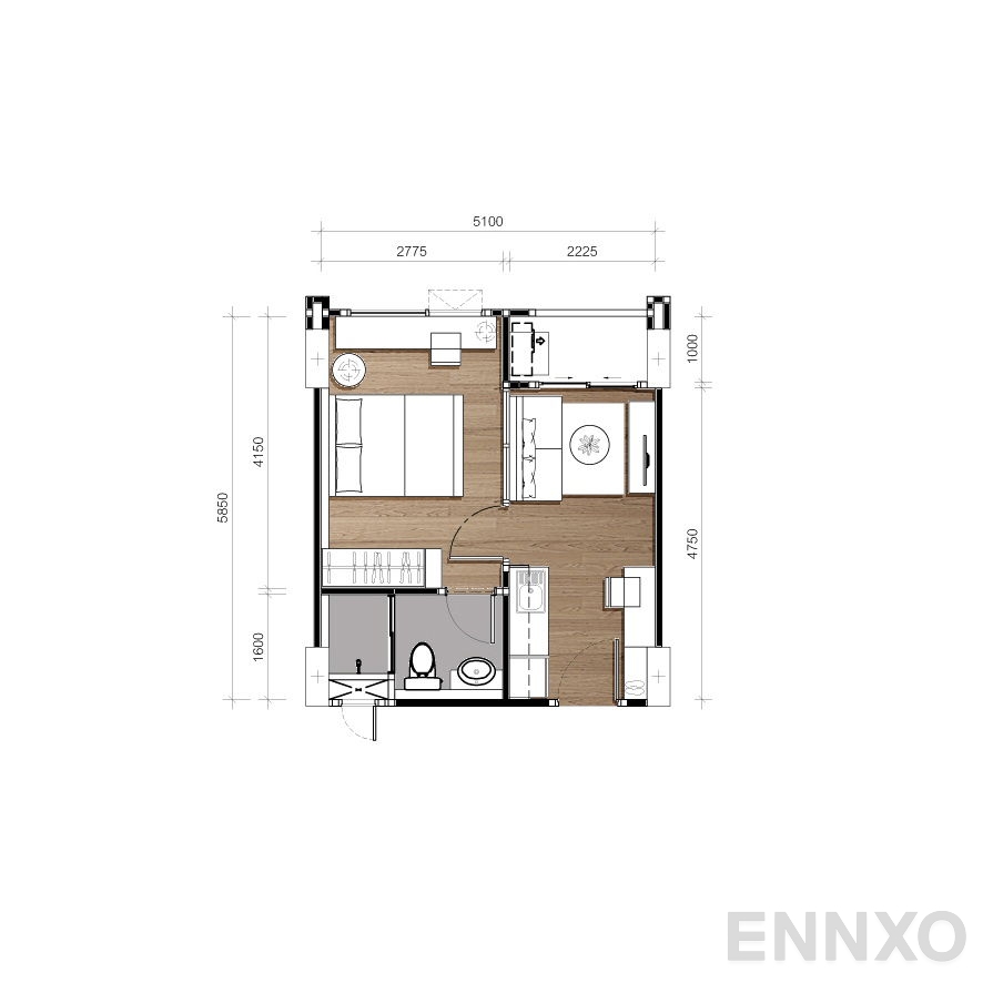 รูปแปลนห้อง Type A ของโครงการ Chatpetch Park Condo