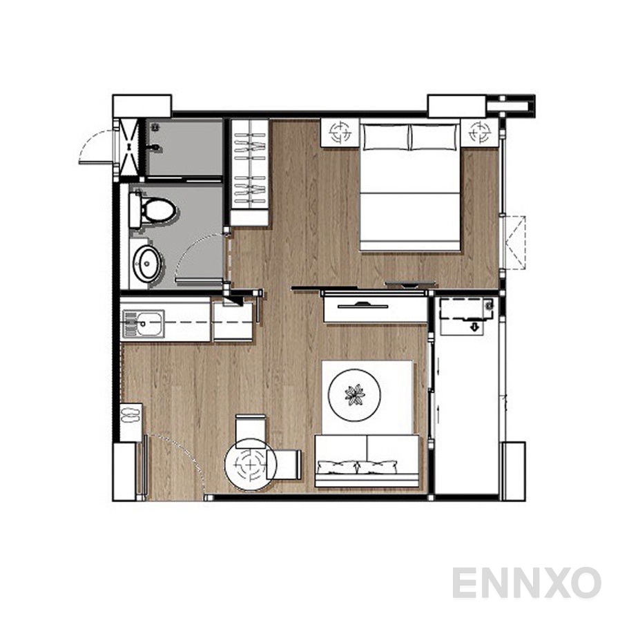 รูปแปลนห้อง Type B ของโครงการ Chatpetch Park Condo