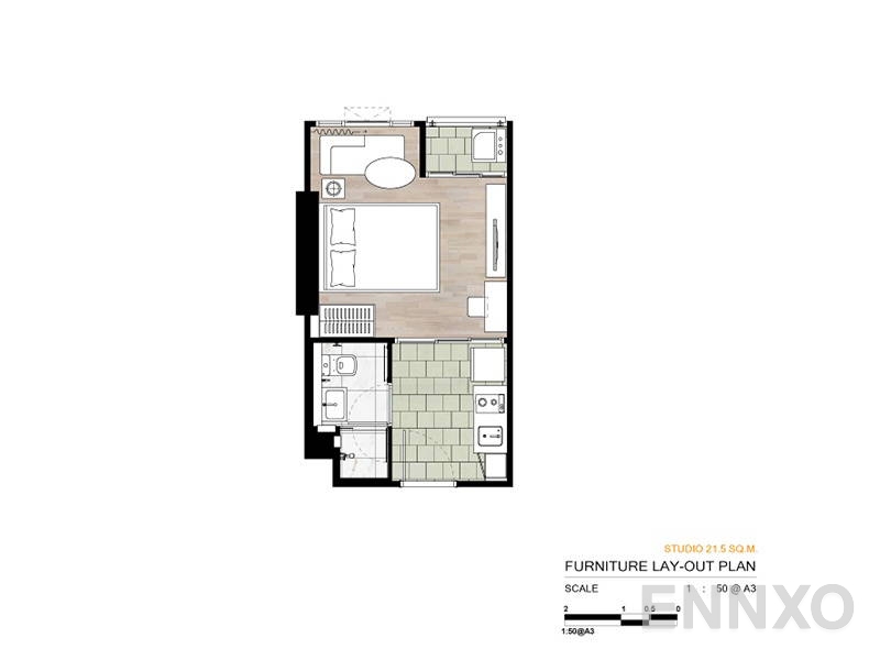 รูปแปลนห้อง Studio  โครงการ เซียล่า ศรีปทุม