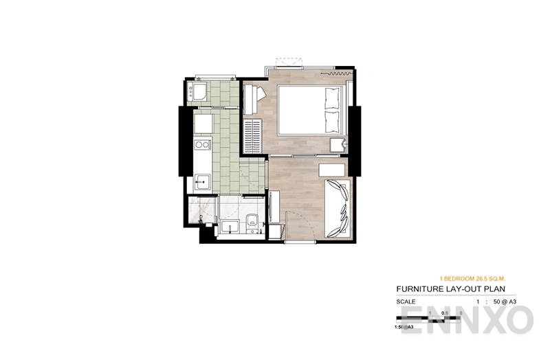 รูปแปลนห้อง 1 Bedroom  ของโครงการ เซียล่า ศรีปทุม