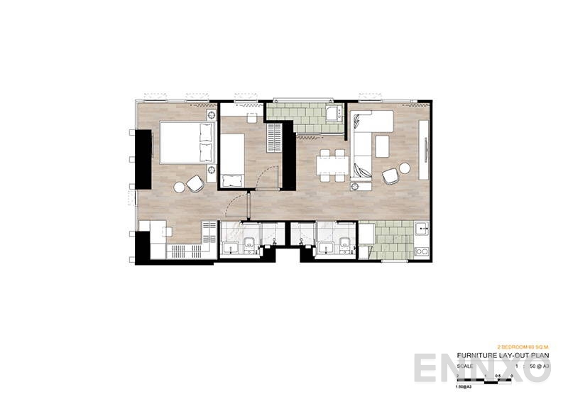 รูปแปลนห้อง 2 Bedrooms ของโครงการ เซียล่า ศรีปทุม