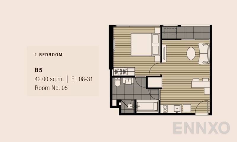 รูปแปลนห้อง Type B5 ของโครงการ โคโค่ พาร์ค พระราม 4