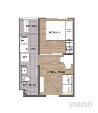 รูปแปลนห้อง 1 Bedroom ของโครงการ คอนโด มี นวนคร