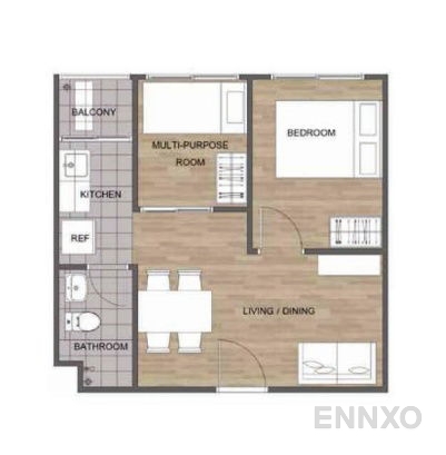 รูปแปลนห้อง 1 Bedroom Plus ของโครงการ คอนโด มี นวนคร