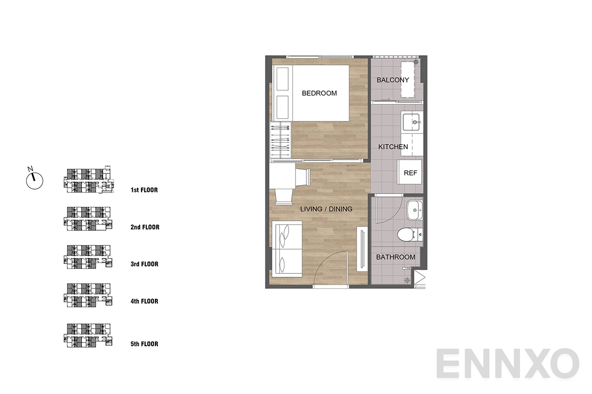 รูปแปลนห้อง 1AM ของโครงการ คอนโด มี สินสาคร