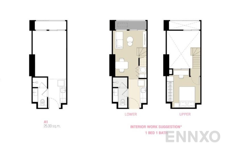 รูปแปลนห้อง Type A1 ของโครงการ Culture Chula