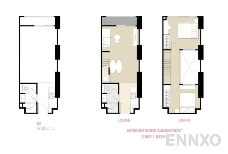 รูปแปลนห้อง Type B2 ของโครงการ Culture Chula