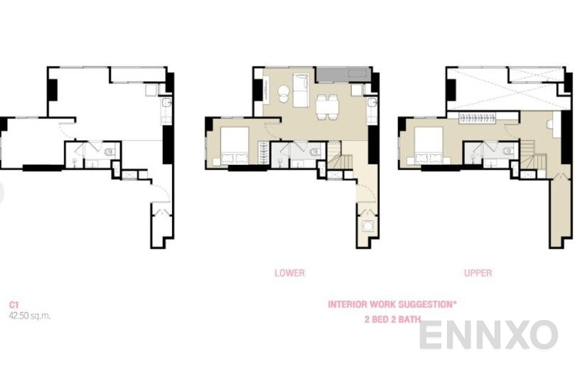 รูปแปลนห้อง Type C1 ของโครงการ Culture Chula