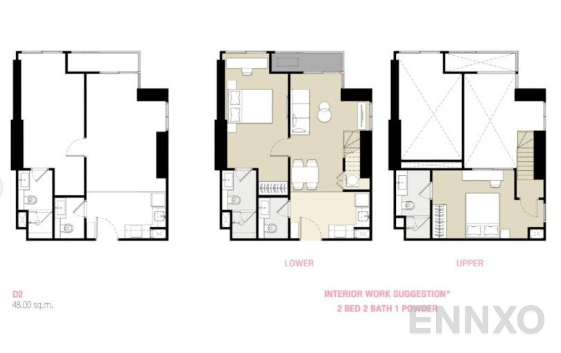 รูปแปลนห้อง Type D2 ของโครงการ Culture Chula