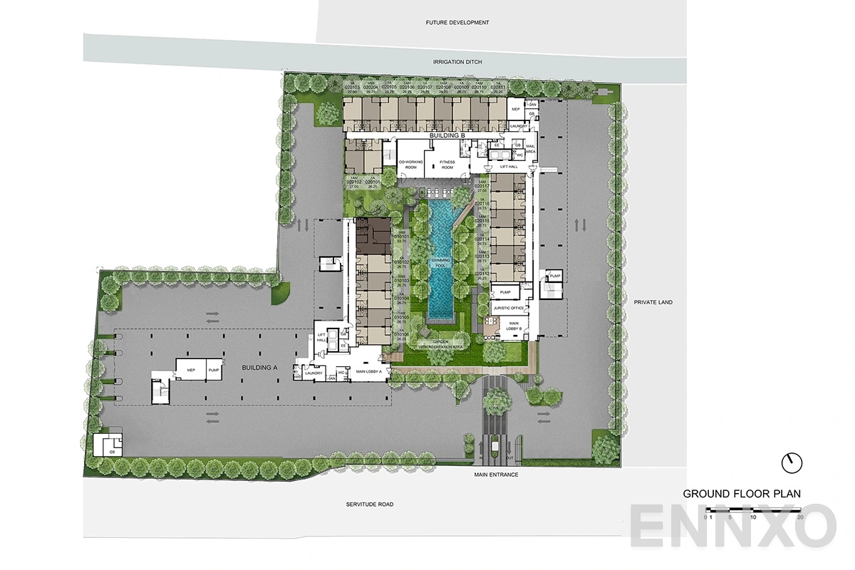 แปลนชั้น Ground Floor Plan ของโครงการ ดีคอนโด พนา