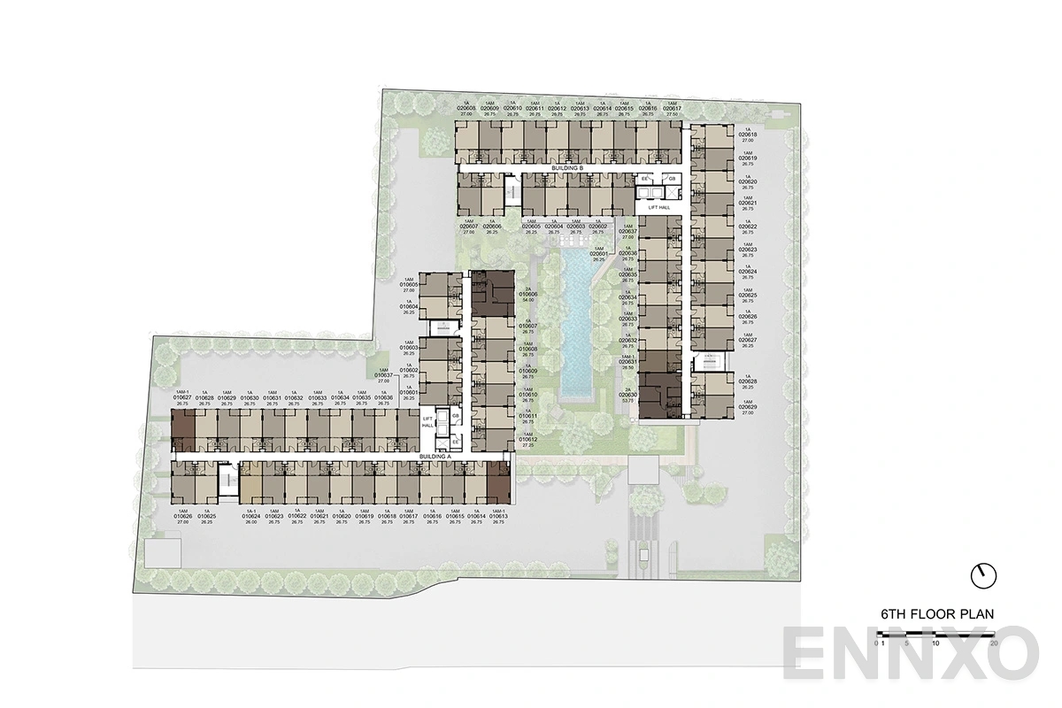 แปลนชั้น 6th Floor ของโครงการ ดีคอนโด พนา