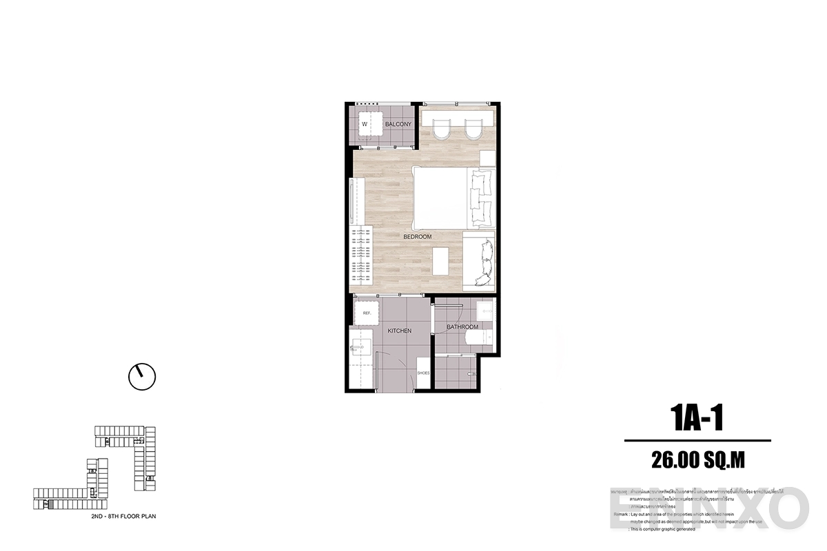 รูปแปลนห้อง 1A-1 ของโครงการ ดีคอนโด พนา
