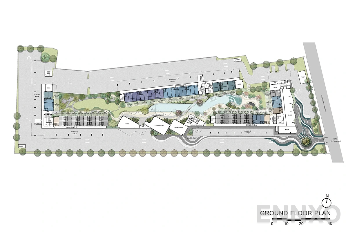แปลนชั้น Ground Floor Plan ของโครงการ ดีคอนโด รีฟ ภูเก็ต