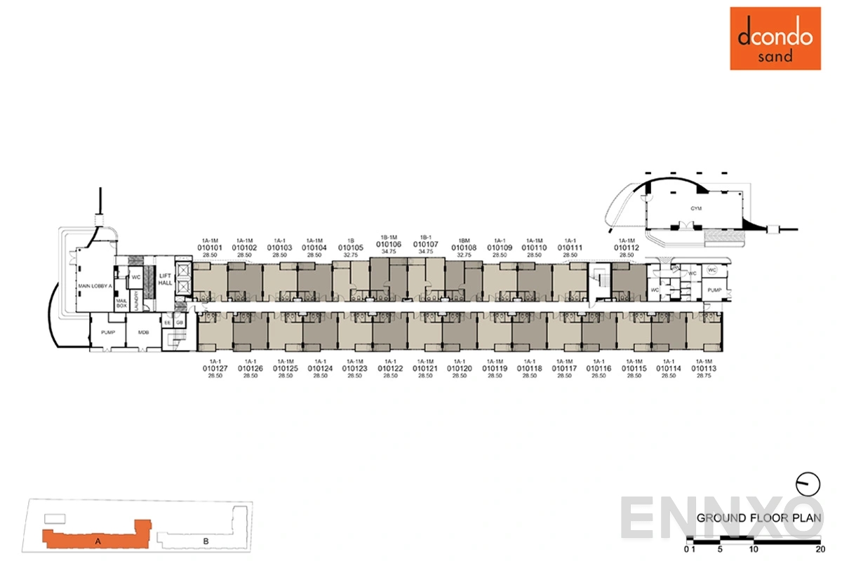 แปลนชั้น Ground Floor Plan ของโครงการ ดีคอนโด แซนด์ หาดใหญ่