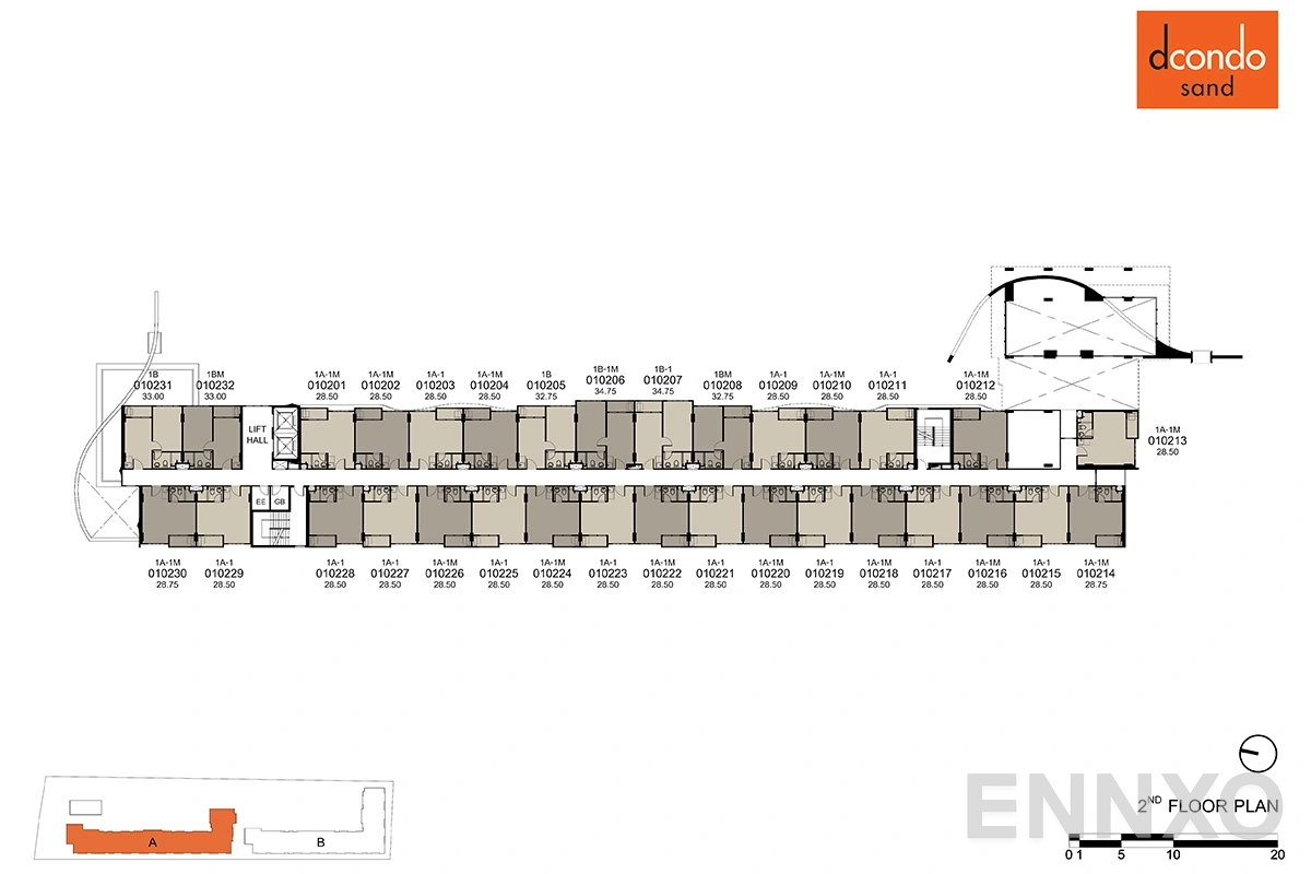 แปลนชั้น 2nd Floor Plan ของโครงการ ดีคอนโด แซนด์ หาดใหญ่