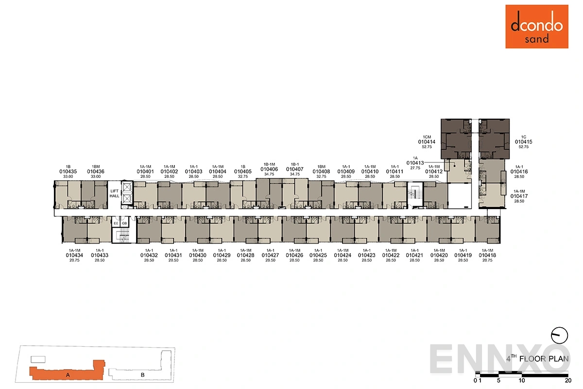 แปลนชั้น 4th Floor Plan ของโครงการ ดีคอนโด แซนด์ หาดใหญ่