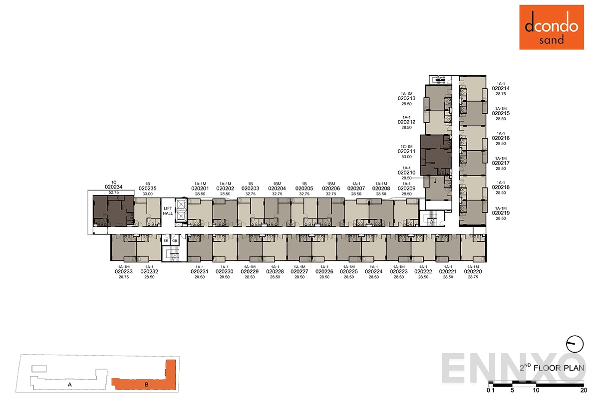 แปลนชั้น 2nd Floor Plan ของโครงการ ดีคอนโด แซนด์ หาดใหญ่