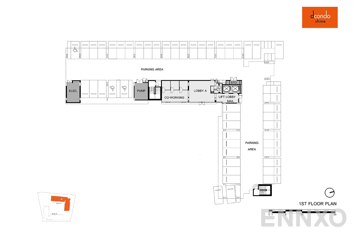 แปลนชั้น A-1F ของโครงการ ดีคอนโด ชายน์ รังสิต