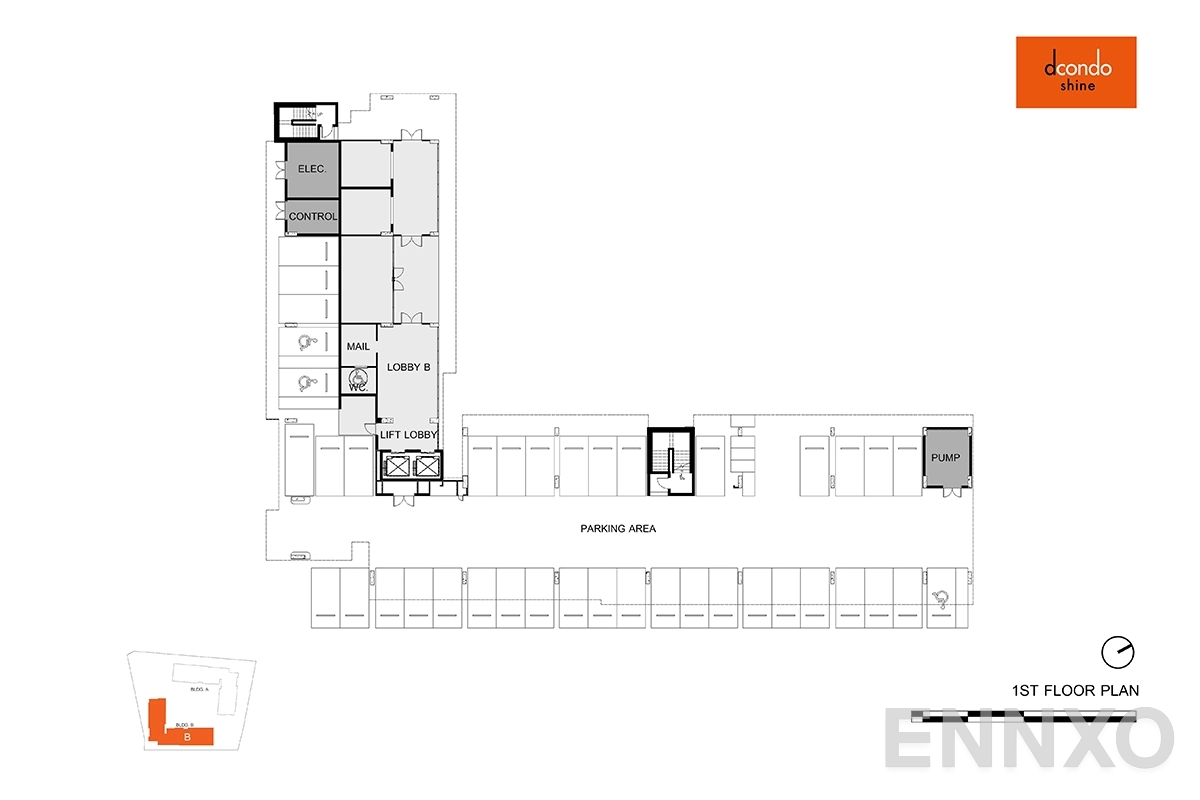 แปลนชั้น B-1F ของโครงการ ดีคอนโด ชายน์ รังสิต