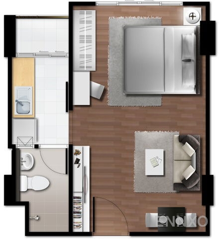 รูปแปลนห้อง Studio โครงการ ดีคอนโด สุขุมวิท 109