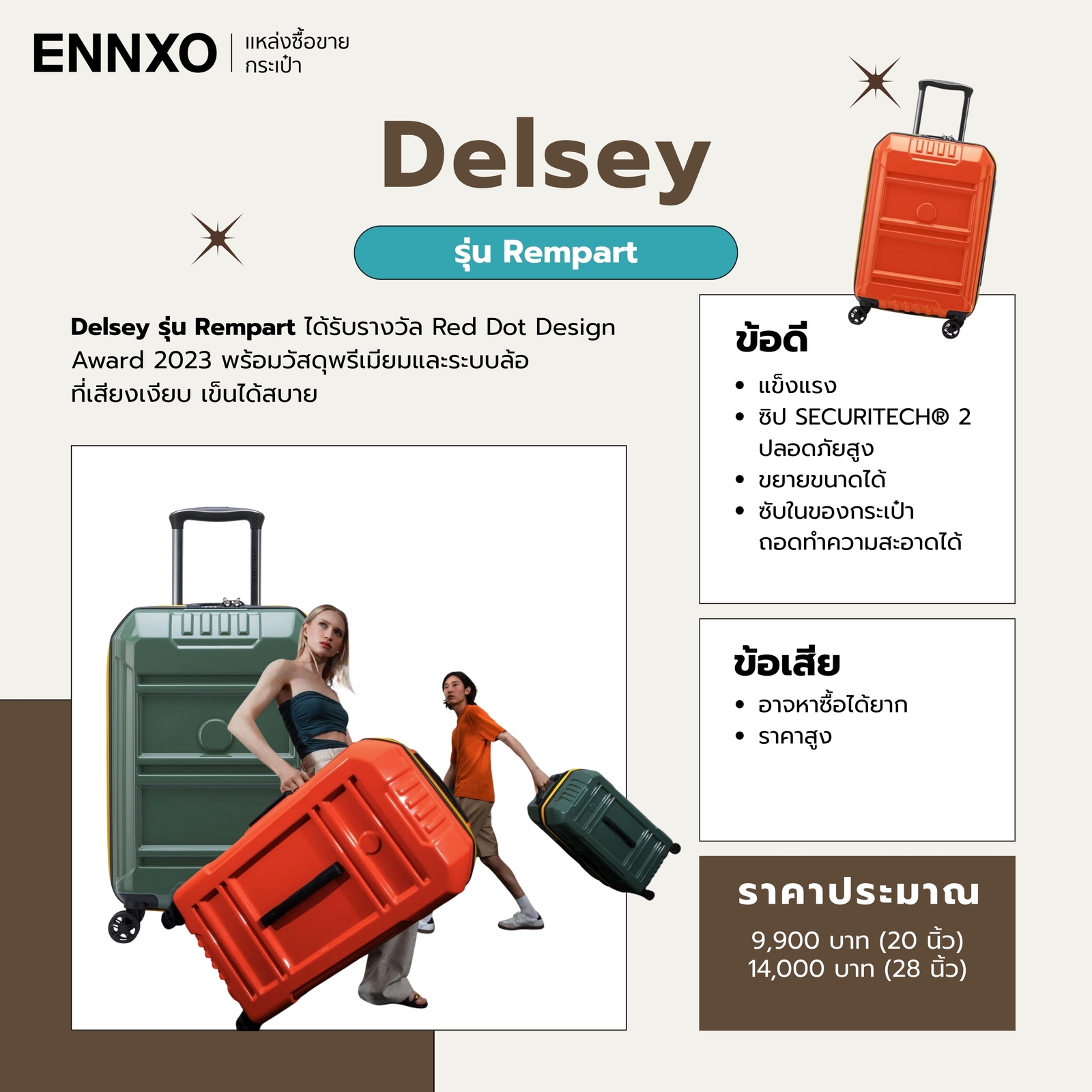 รายละเอียดกระเป๋าเดินทาง Delsey รุ่น Rempart