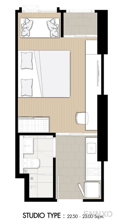 รูปแปลนห้อง STUDIO ของโครงการ เดนิม จตุจักร