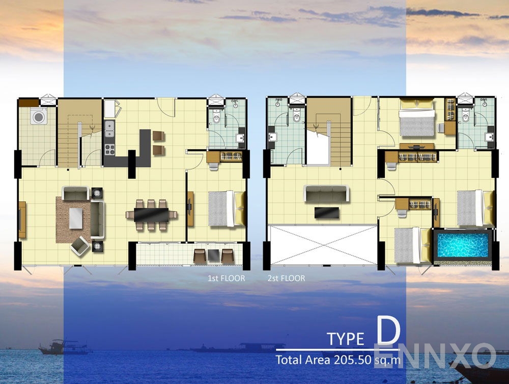 รูปแปลนห้อง Type D ของโครงการ ดุสิต แกรนด์ คอนโด วิว