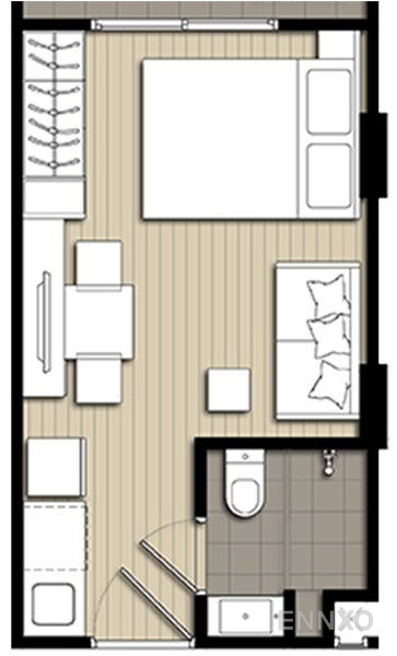 รูปแปลนห้อง Studio ของโครงการ เอลลิโอ คอนโด