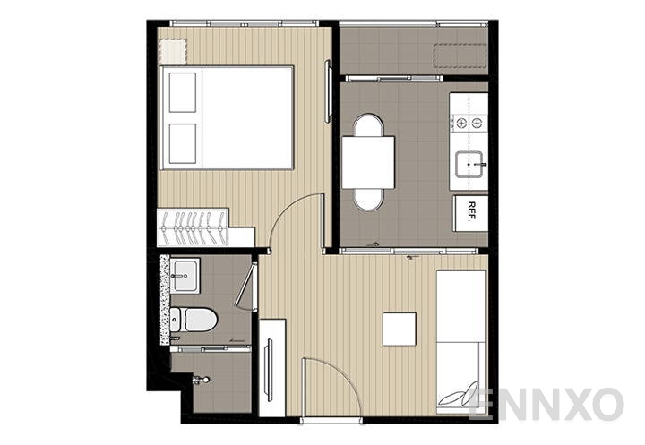 รูปแปลนห้อง 1 Bedroom  ของโครงการ เอลลิโอ เดล มอสส์ พหลโยธิน 34
