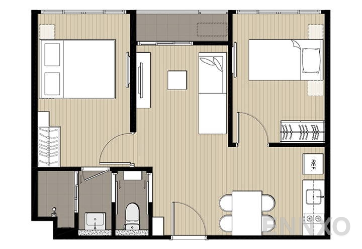 รูปแปลนห้อง 2 Bedroom ของโครงการ เอลลิโอ เดล มอสส์ พหลโยธิน 34