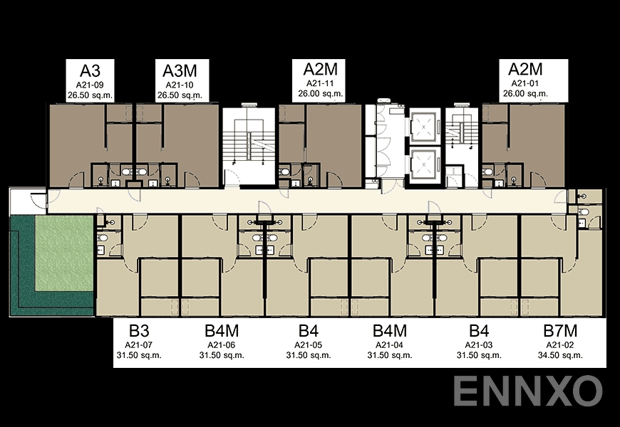 แปลนชั้น 21st Floor ของโครงการ Elio Del Nest Udomsuk
