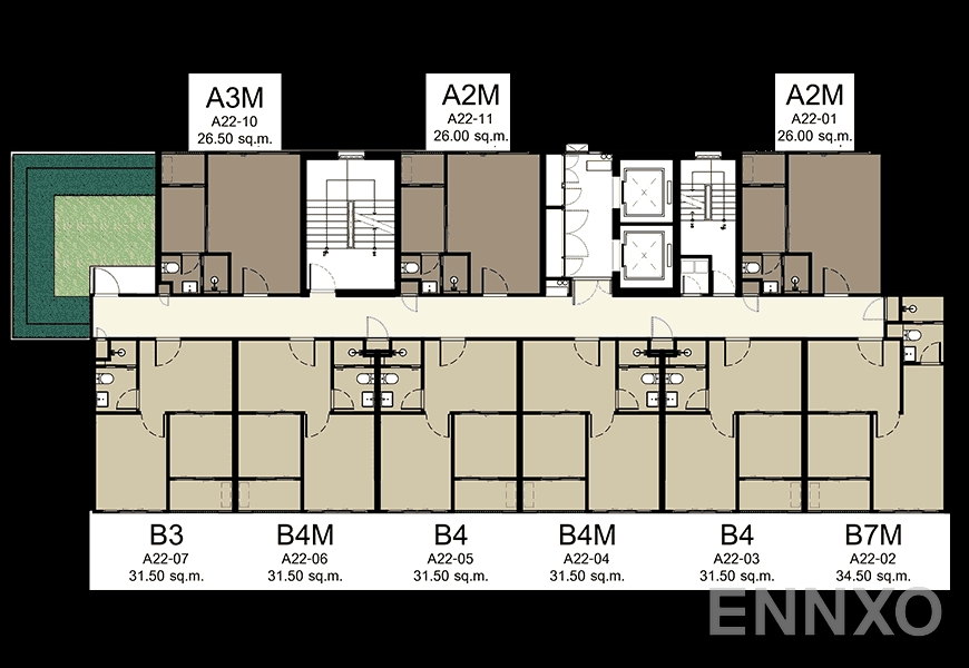 แปลนชั้น 22nd Floor ของโครงการ Elio Del Nest Udomsuk