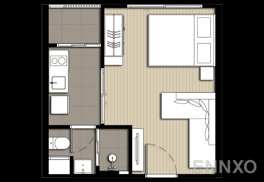 รูปแปลนห้อง A2M ของโครงการ Elio Del Nest Udomsuk