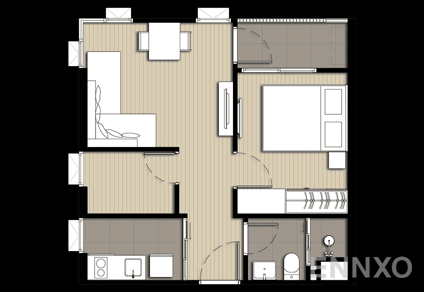 รูปแปลนห้อง C1M ของโครงการ Elio Del Nest Udomsuk