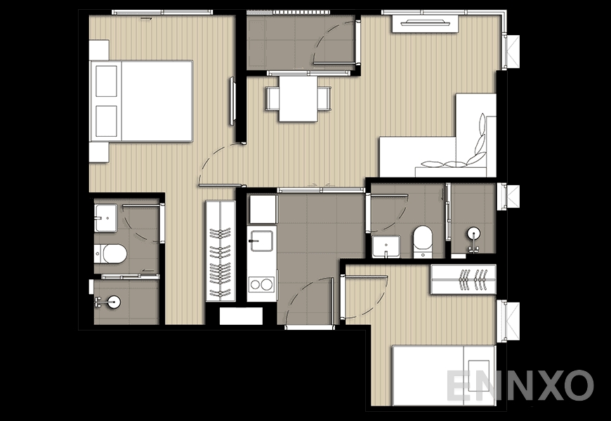 รูปแปลนห้อง D2 ของโครงการ Elio Del Nest Udomsuk