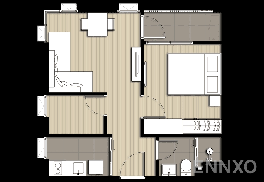รูปแปลนห้อง C2 ของโครงการ Elio Del Nest Udomsuk