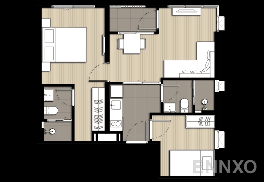 รูปแปลนห้อง D1 ของโครงการ Elio Del Nest Udomsuk