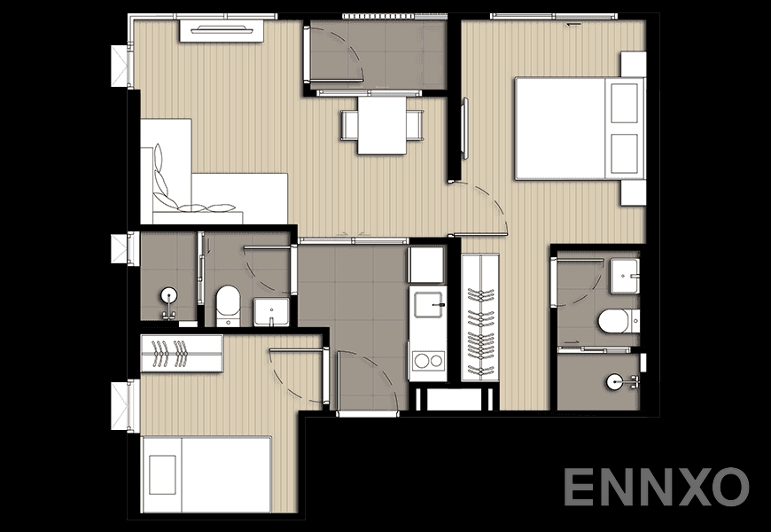 รูปแปลนห้อง D1M ของโครงการ Elio Del Nest Udomsuk