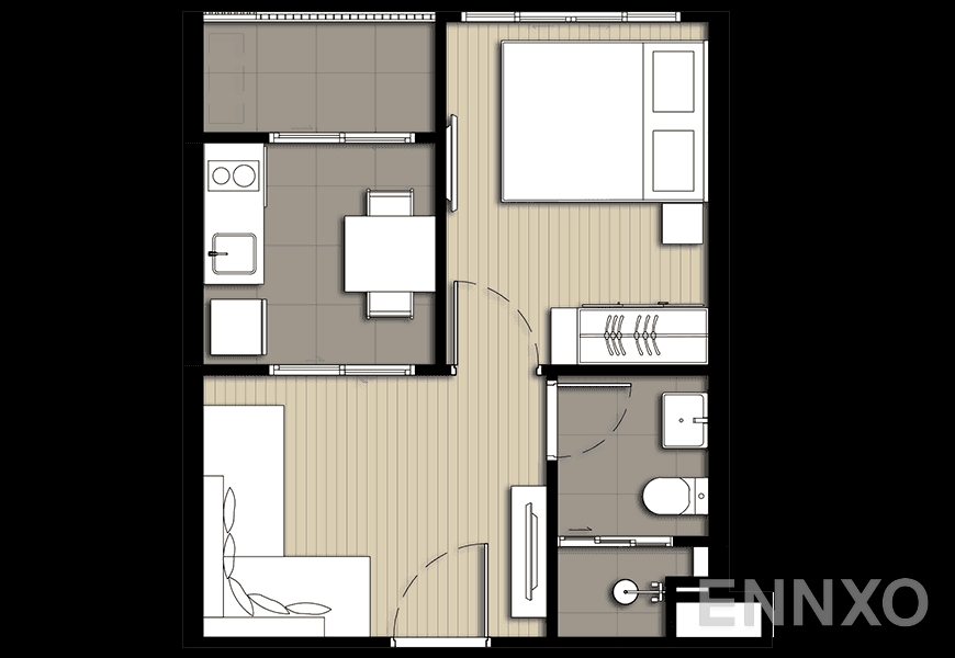 รูปแปลนห้อง B2 ของโครงการ Elio Del Nest Udomsuk