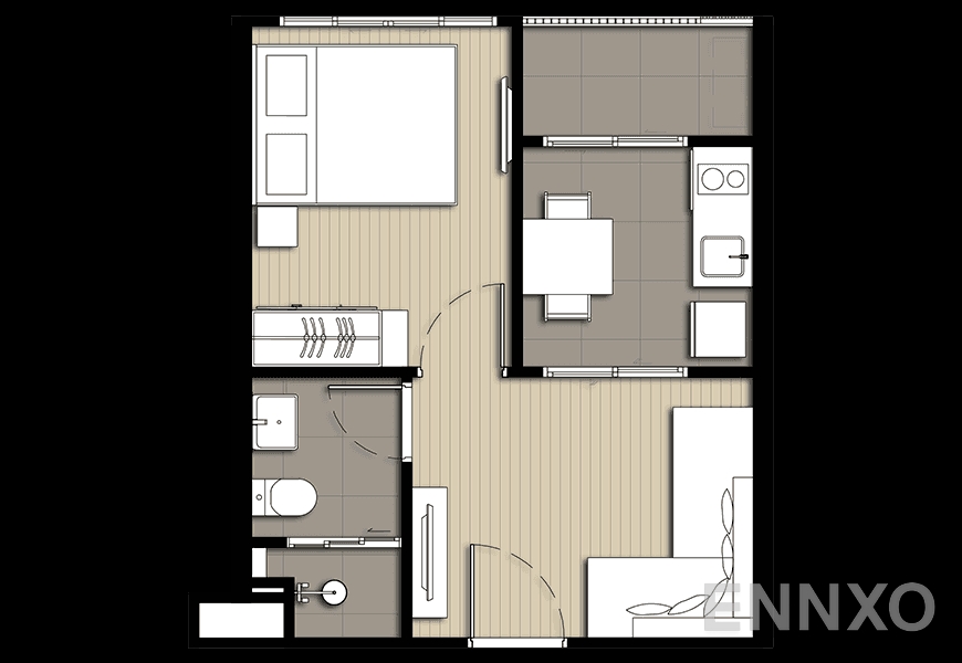 รูปแปลนห้อง B2M ของโครงการ Elio Del Nest Udomsuk