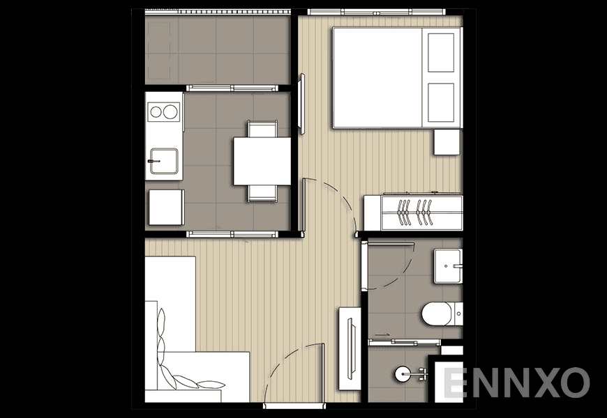 รูปแปลนห้อง B1 ของโครงการ Elio Del Nest Udomsuk