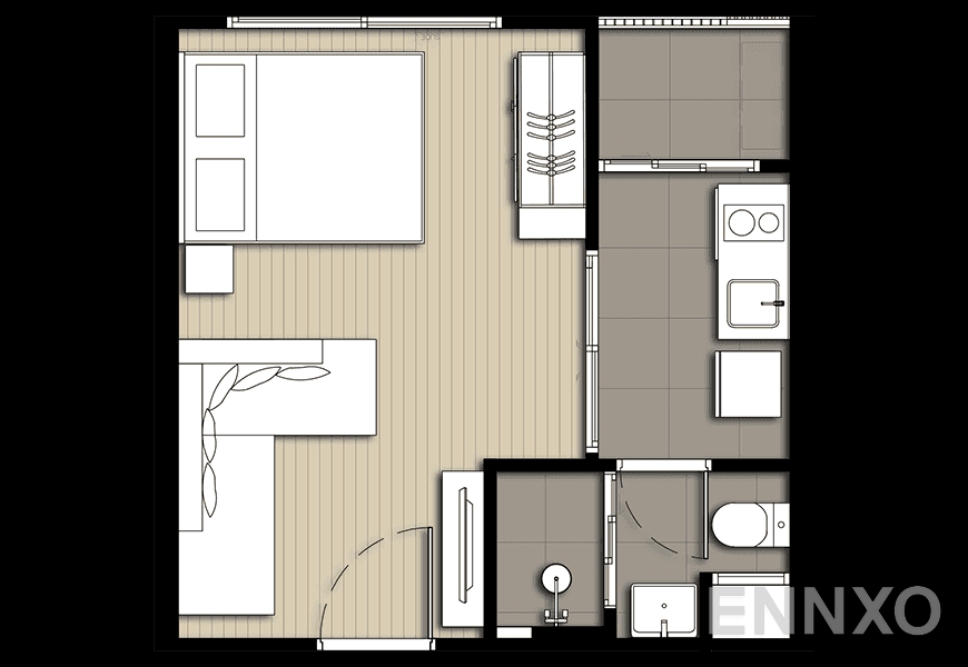 รูปแปลนห้อง A2 ของโครงการ Elio Del Nest Udomsuk