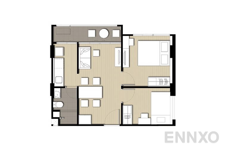 รูปแปลนห้อง 2 Bedrooms ของโครงการ Elio Del Ray
