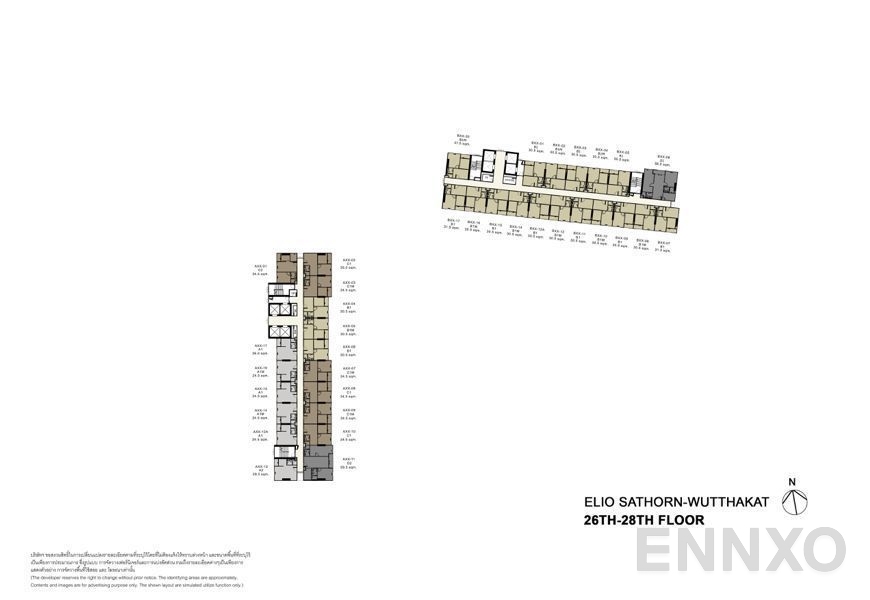 แปลนชั้น 26 - 28th Floor ของโครงการ เอลลิโอ สาทร - วุฒากาศ
