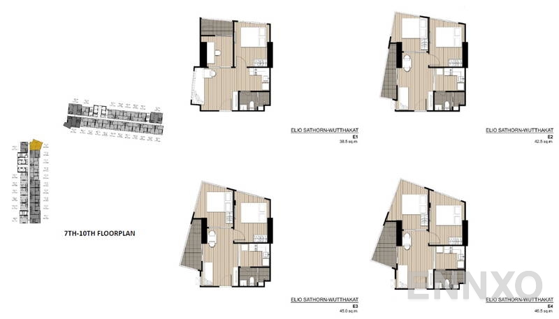 รูปแปลนห้อง 2 Bedroom Twist ของโครงการ เอลลิโอ สาทร - วุฒากาศ