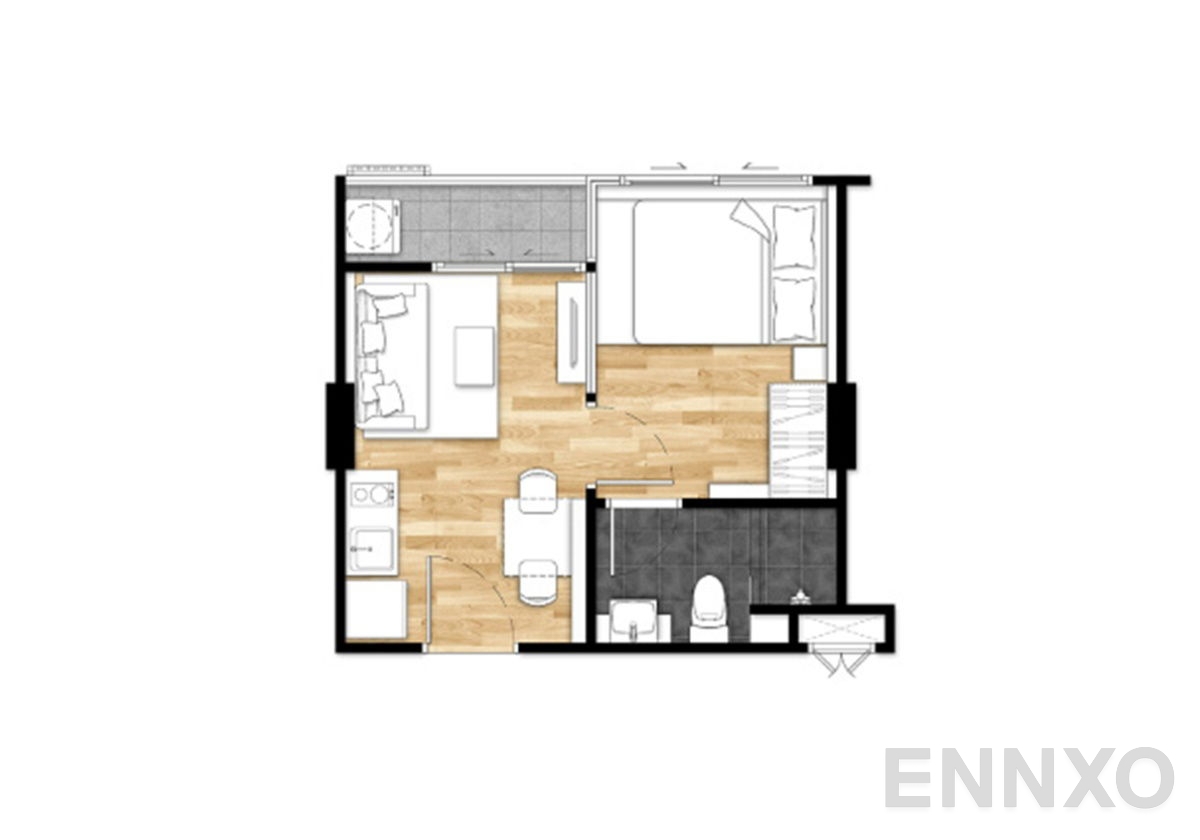 รูปแปลนห้อง 1 Bedroom Executive ของโครงการ Elite Salaya