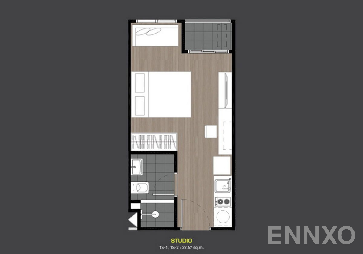 รูปแปลนห้อง Studio ของโครงการ เอพพิโซด พหล-สะพานใหม่