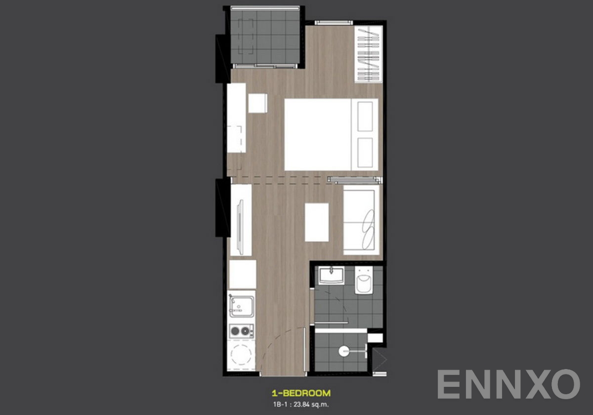 รูปแปลนห้อง 1 Bedroom  ของโครงการ เอพพิโซด พหล-สะพานใหม่